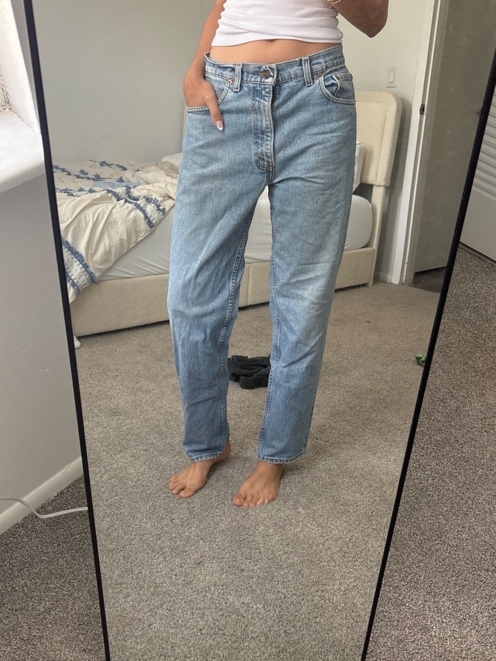 Aligrace Light Blue Boyfriend Jeans for Women - Picture 2 of 4
